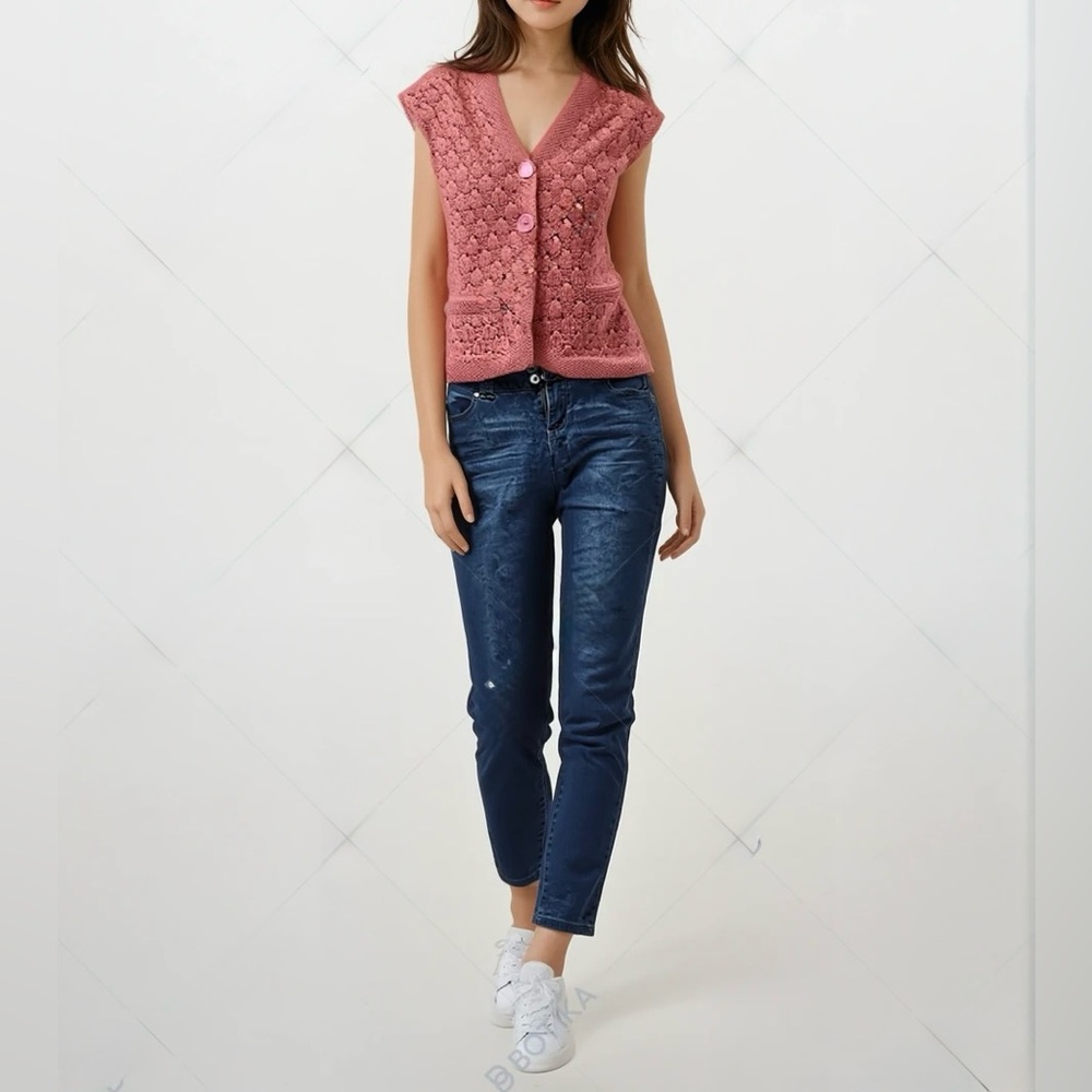 Straight legged blue jeans